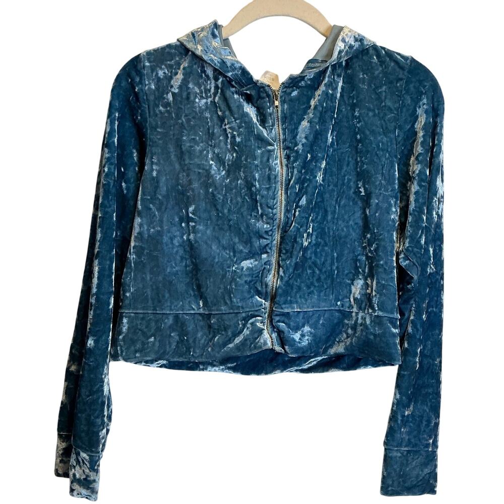 Velour zip up jacket | Blue | Kids Large 10/12 | Velvet | Y2k | Millenium |